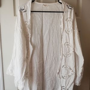 World Market boho white lace kimono